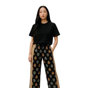 Soft Surroundings Elastic Waistline Palazzo Leaf Printed Pants Size Large